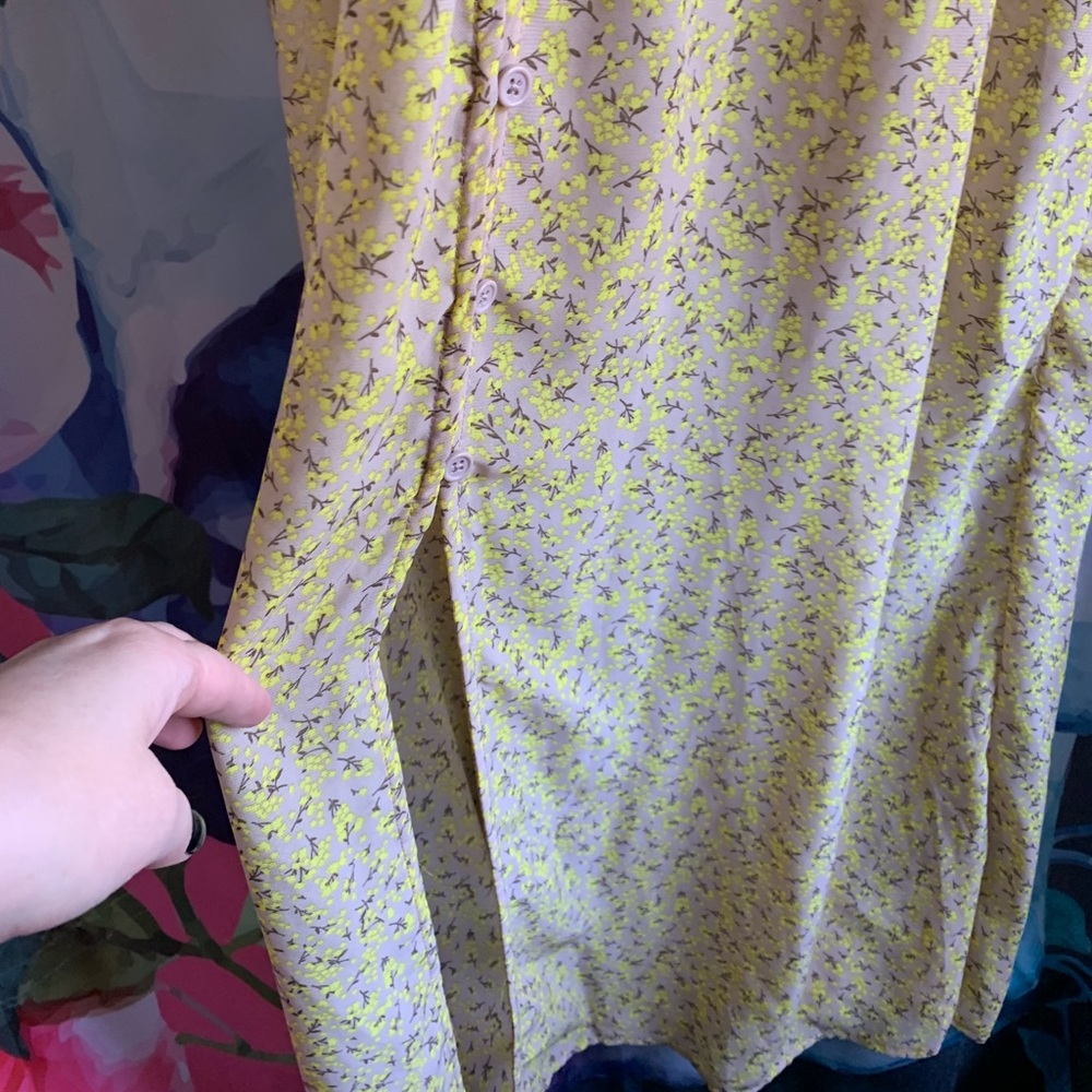 Wild Fable Coverup Dress yellow flowers XL - Picture 5 of 8